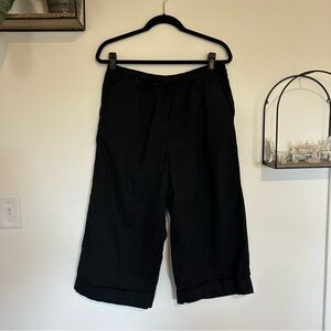 Athleta Black Linen Blend Paradise Wide Leg Cropped Pants Size Medium